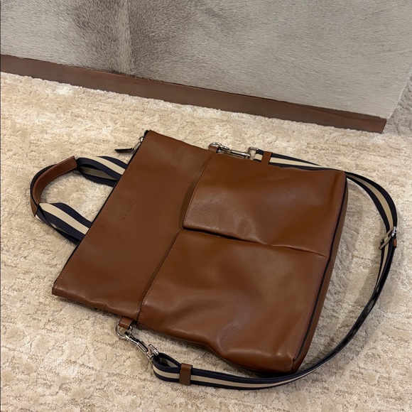 COACH brown pebbled leather tote shoulder laptop bag 💼 - Picture 2 of 10
